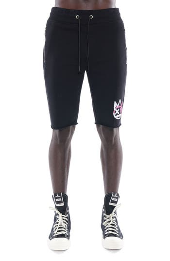 Cult Of Individuality Graphic Cotton Sweat Shorts In Black