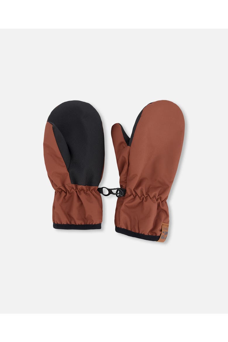 Boy Mid-Season Mittens in Recycled Polyester, Main, color, Brown