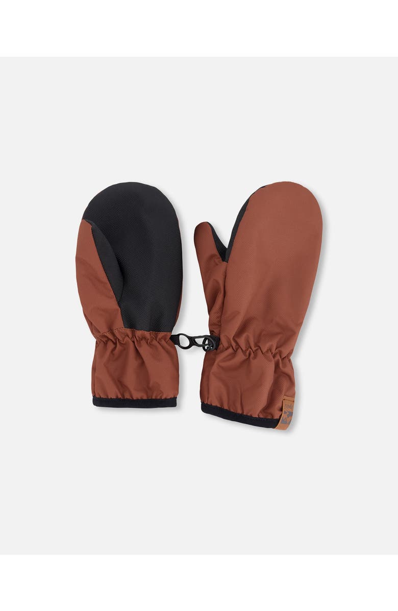Deux par Deux Boy Mid-Season Mittens in Recycled Polyester, Main, color, Brown