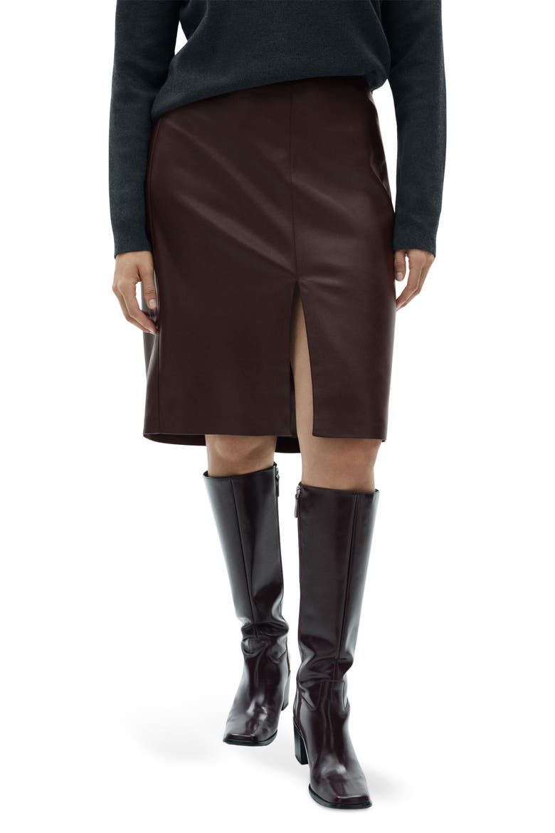 Faux Leather Pencil Skirt, Alternate, color, WINE