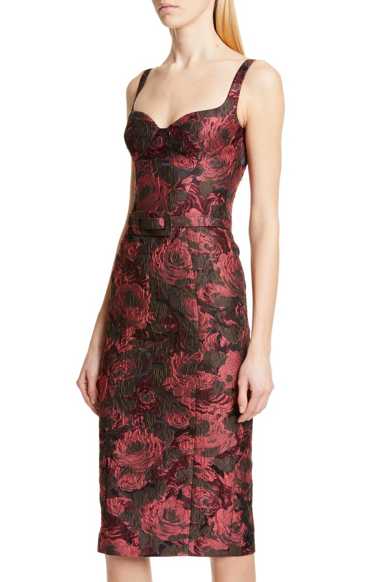 Michael Kors Collection Belted Stretch Jacquard Sheath Dress, Alternate, color,