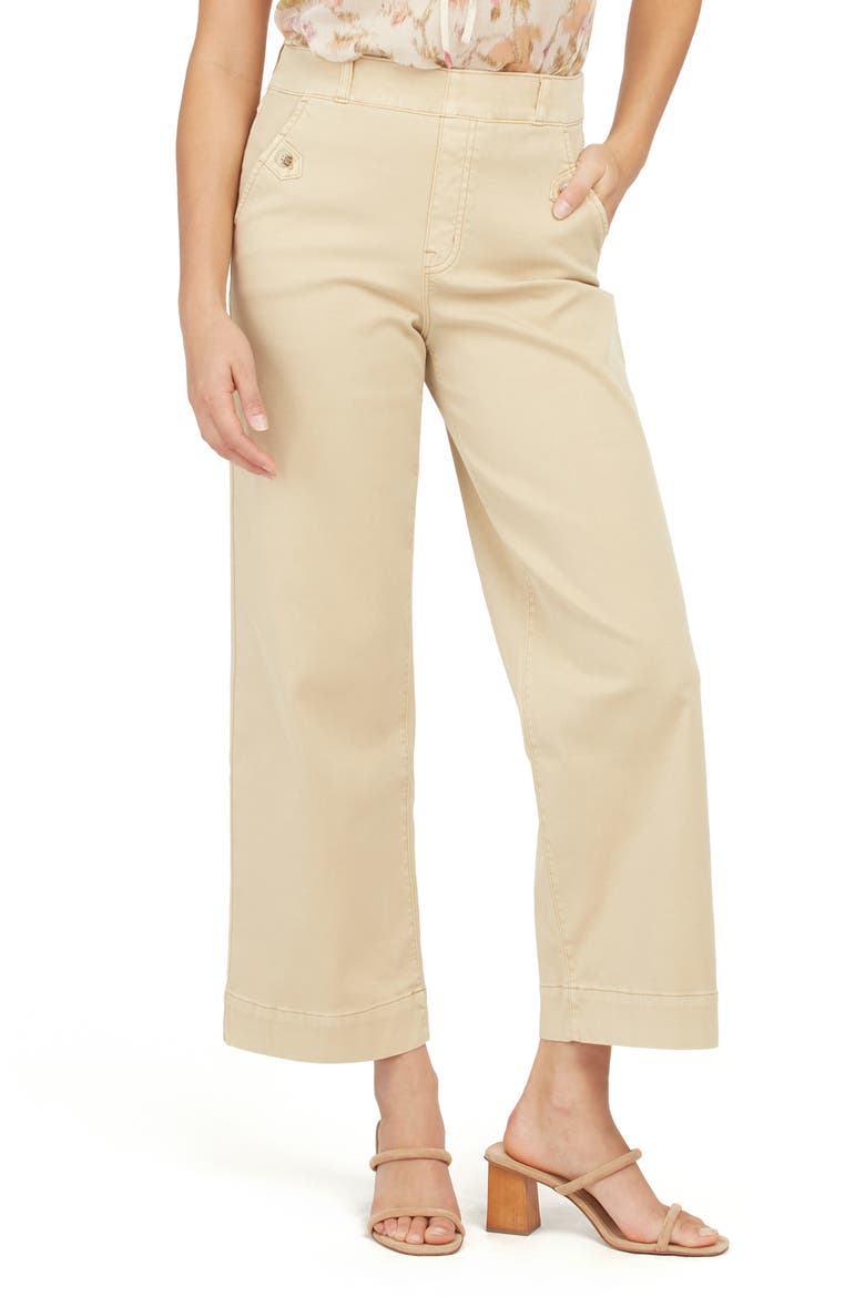 Stretch Twill Wide Leg Crop Pants, Main, color, ALMOND