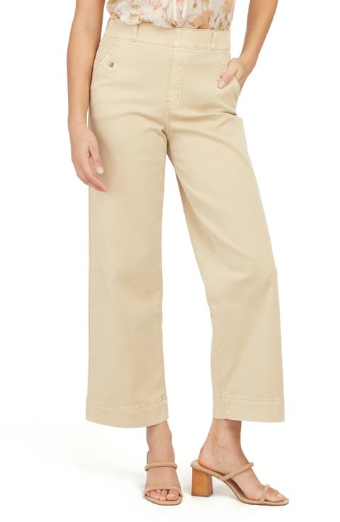 Stretch Twill Wide Leg Crop Pants