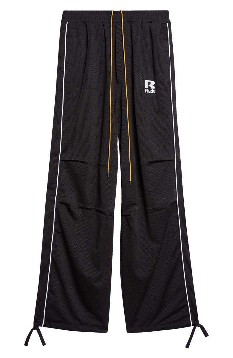Rhude Piped Parachute Track Pants, Alternate, color, Black / White