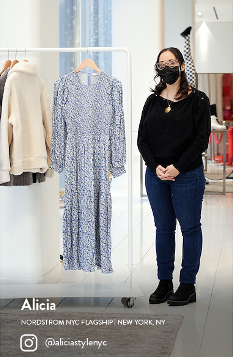 Ditsy Floral Tiered Long Sleeve Midi Dress, sales video thumbnail