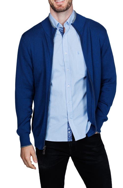 Tailorbyrd Fine Knit Full Zip Jacket In Blue