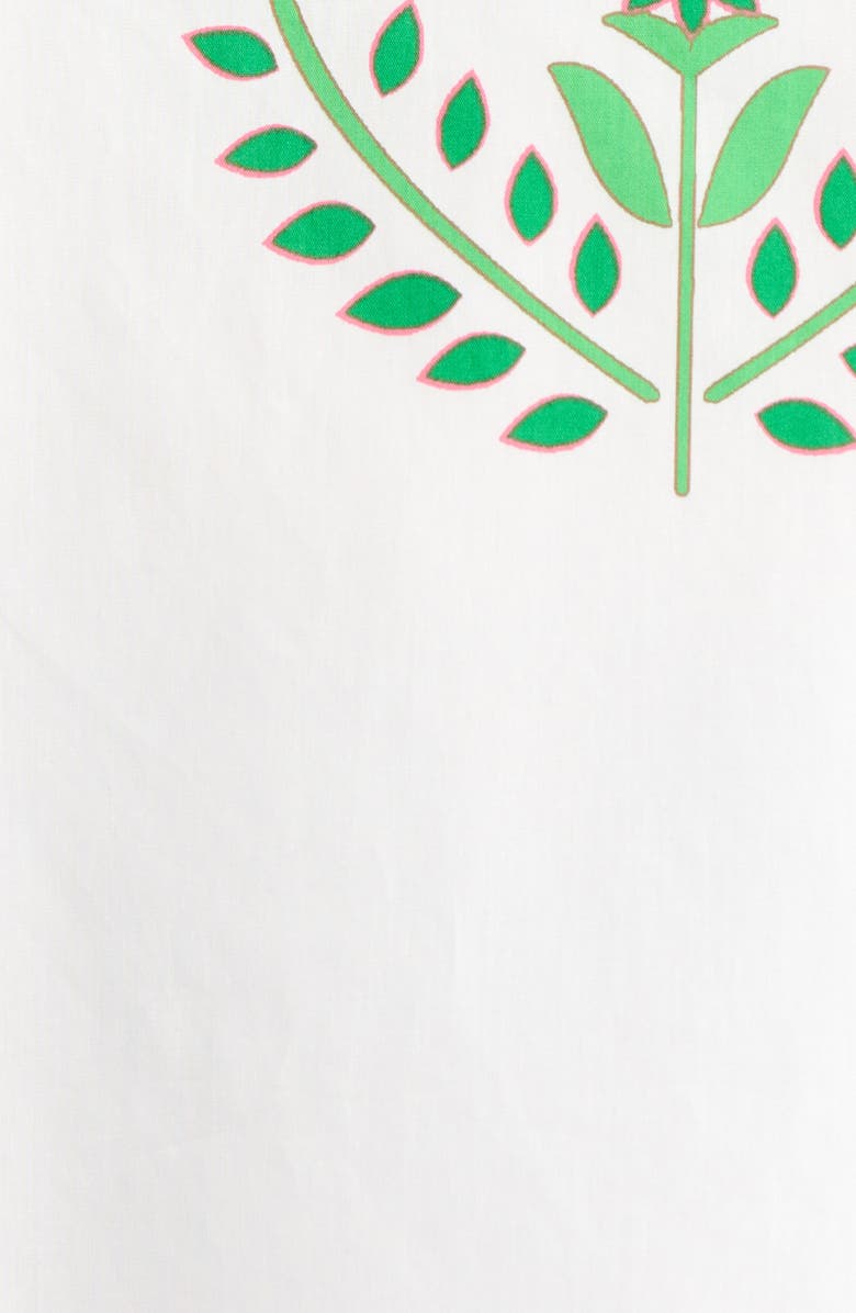 SUGARLIPS Keni Split Neck Floral Print Cotton Top, Alternate, color, White-Green-Multi