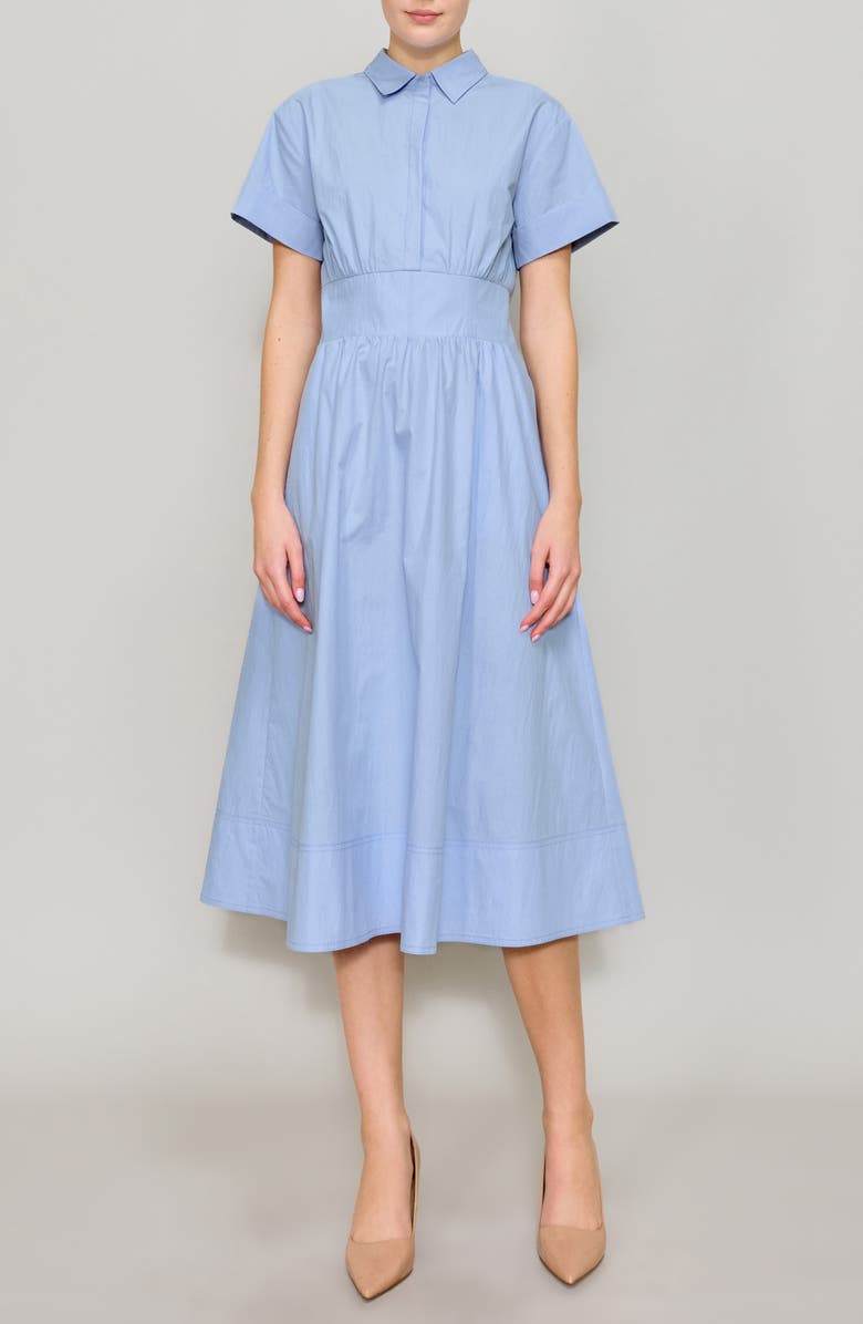 MELLODAY Short Sleeve Poplin Midi Dress, Main, color, 