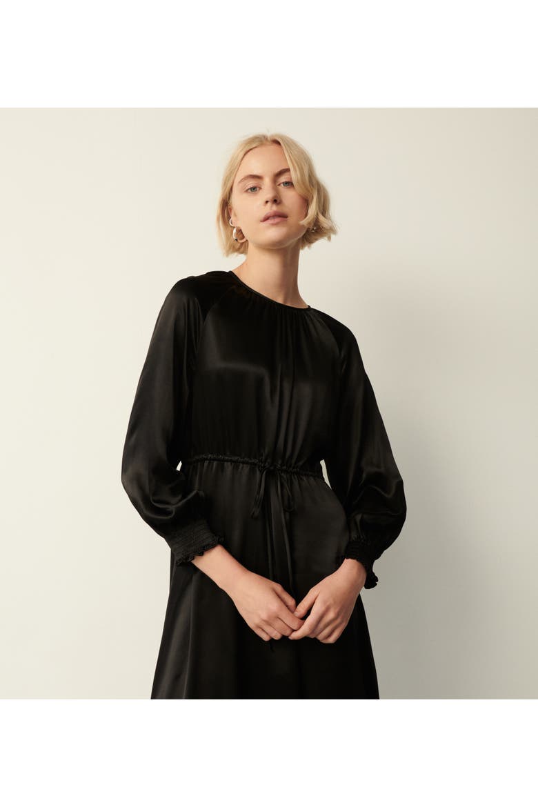 Florian 3/4 Sleeve Round Neck Midi Dress, Alternate, color, Black