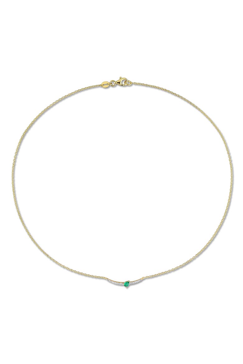Created Emerald & Diamond Curved Bar Necklace, Alternate, color, Created Emerald