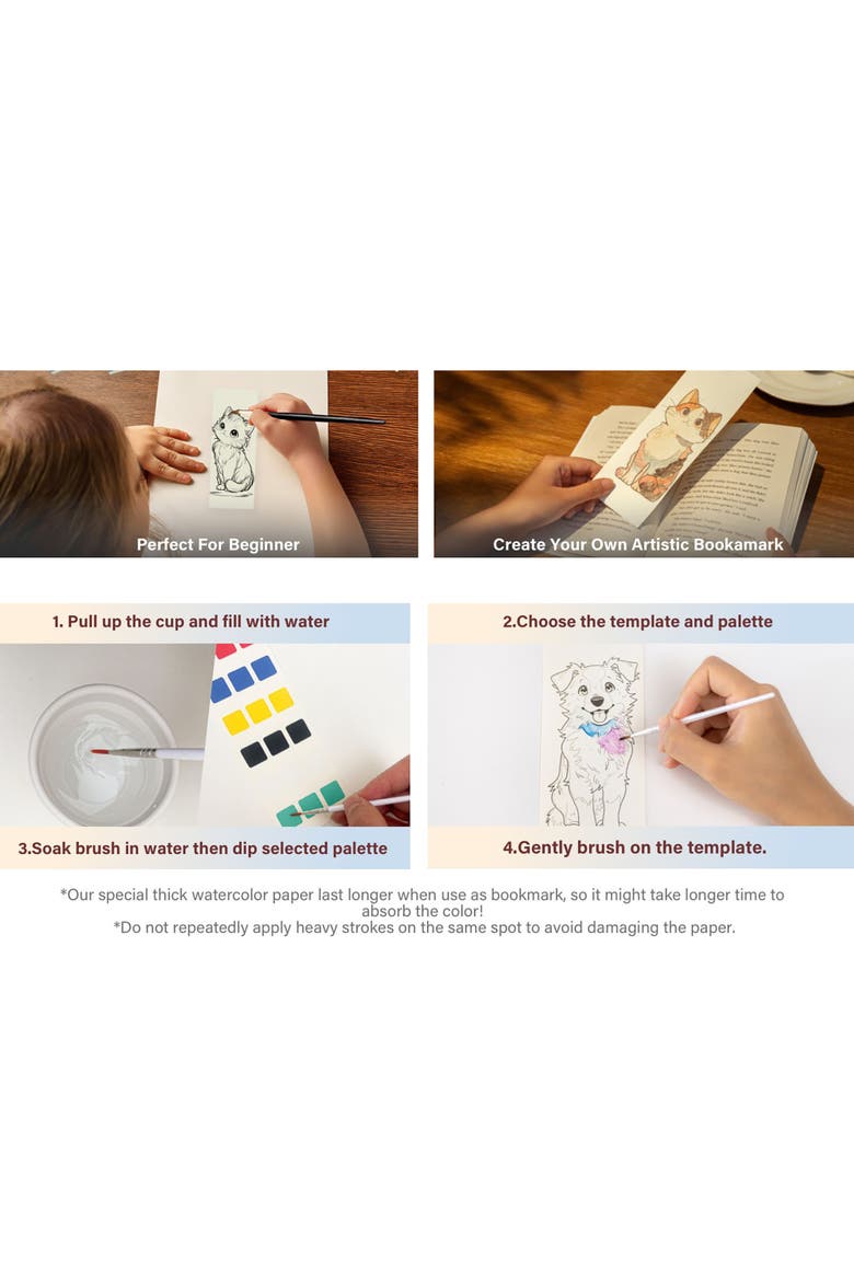 Watercolor Painting Art Kit Meow & Bark Tin Box, Kids 6+, Alternate, color, Multicolored