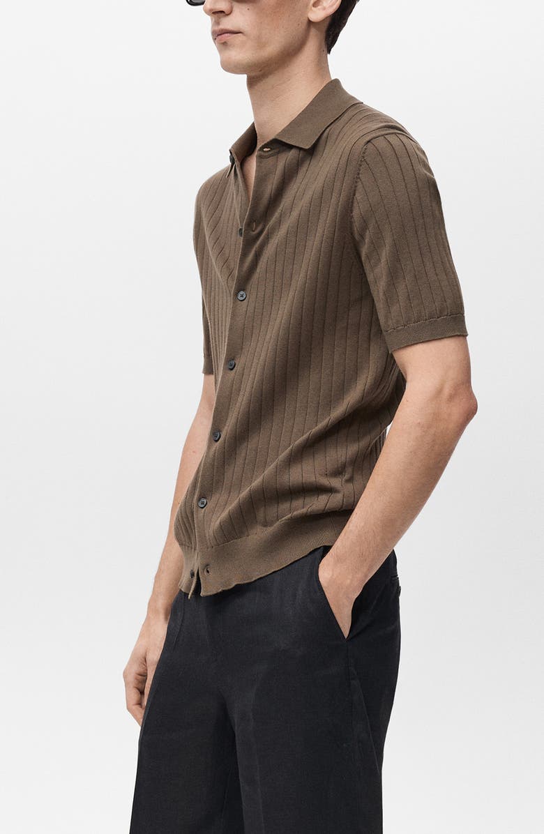 MANGO Stripe Structured Short Sleeve Button-Up Shirt, Alternate, color, 