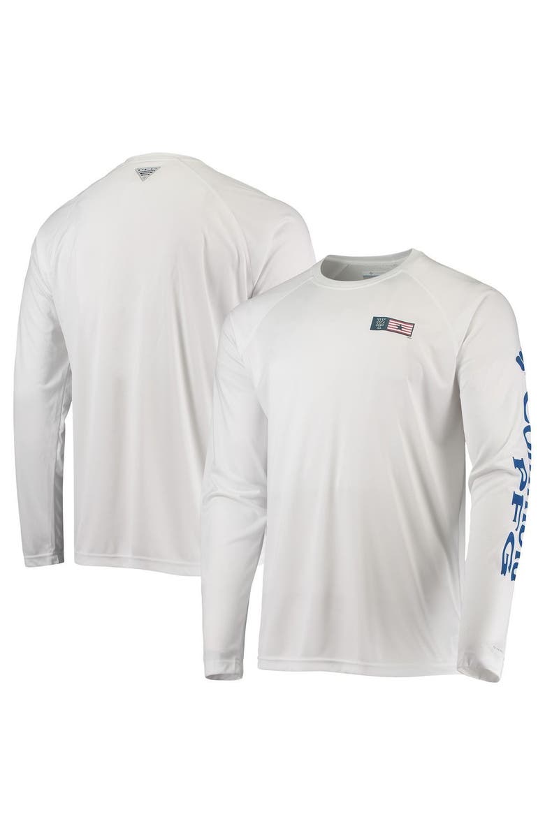 Columbia Men's Columbia White New York Mets Americana Terminal Tackle Omni-Shade Long Sleeve Raglan T-Shirt, Alternate, color, White