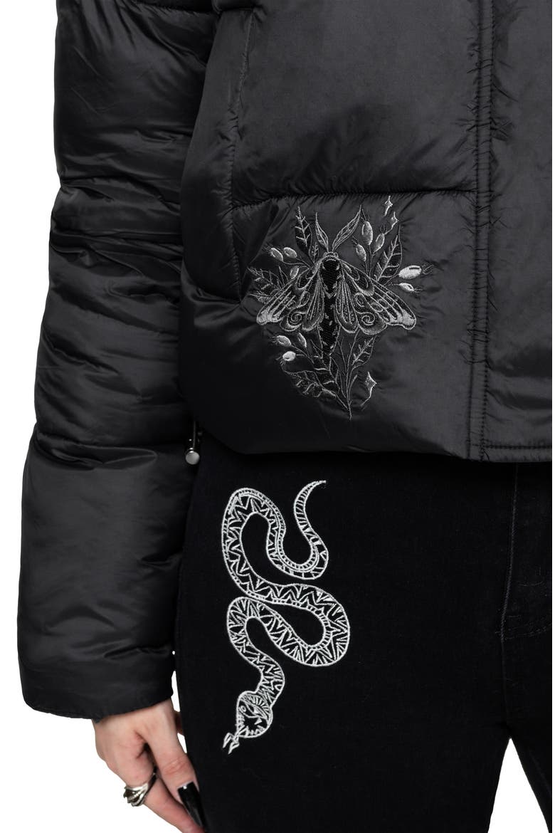 Nirah Embroidered Padded Jacket, Alternate, color, Black