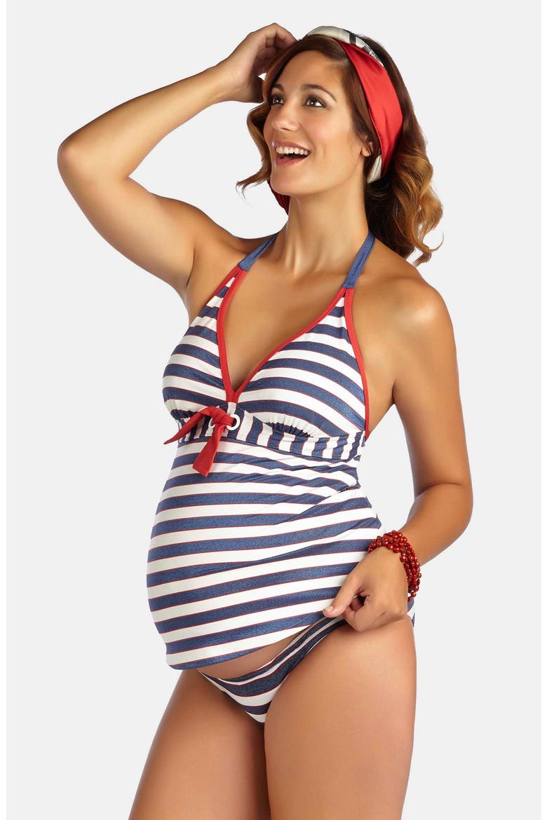 Palm Springs Two-Piece Maternity Swimsuit, Main, color, NAVY/ RED