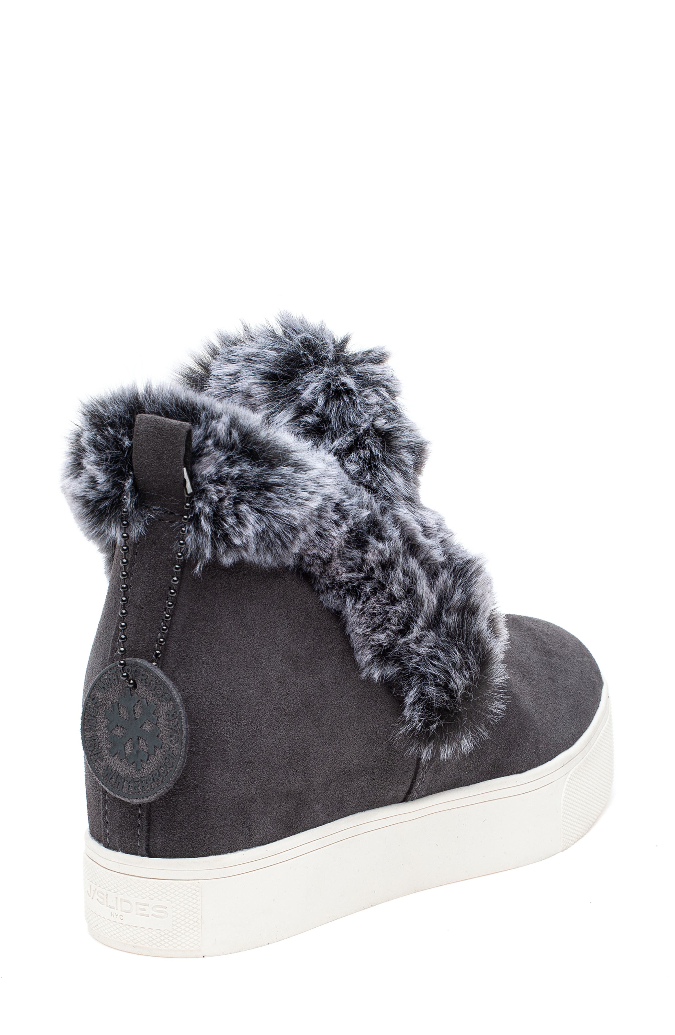 Faux Fur Lined Bootie, Alternate, color, DARK GREY SUEDE