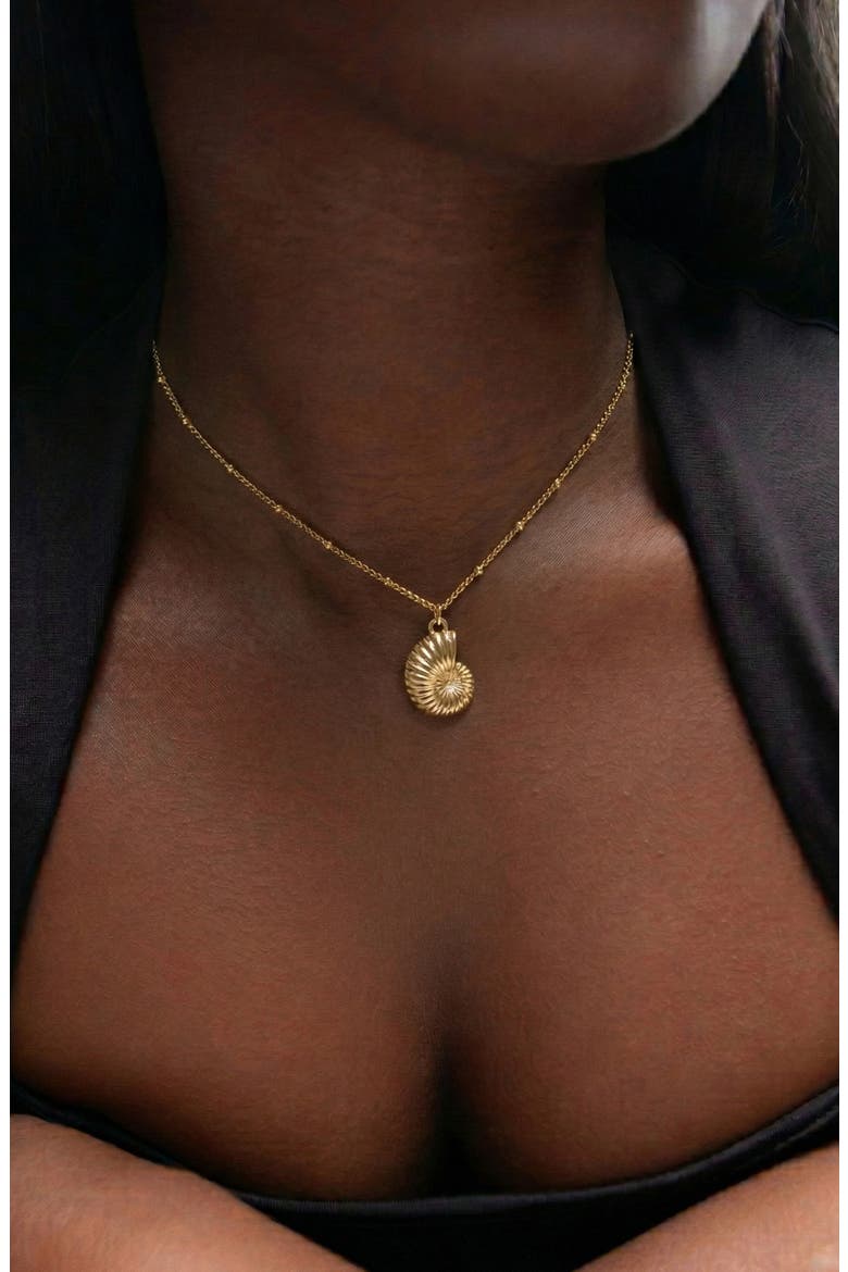 Coral Beaded Shell Chocker Necklace in Gold, Alternate, color, Gold