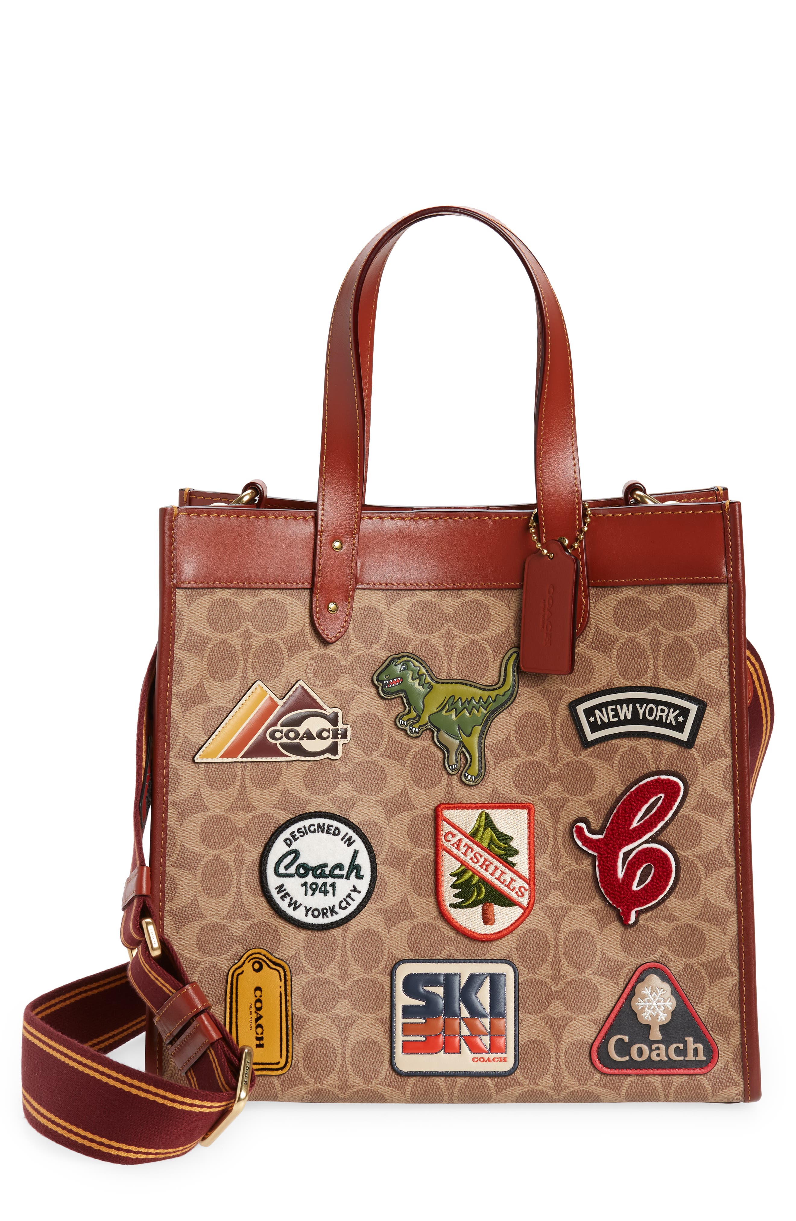 COACH Signature Coated Canvas Tote, Main, color, 