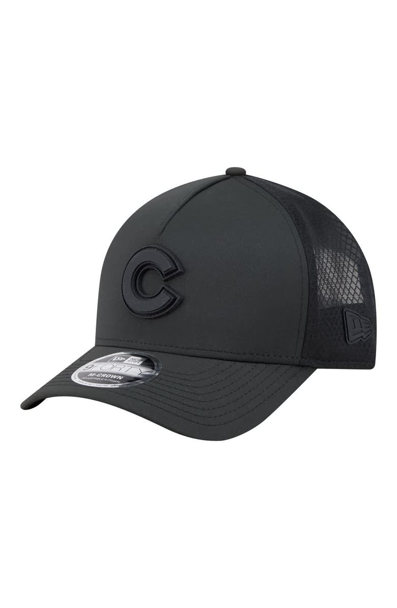 New Era Men's New Era  Black Chicago Cubs Badged M-Crown A-Frame 9FORTY Trucker Adjustable Hat, Main, color, Black