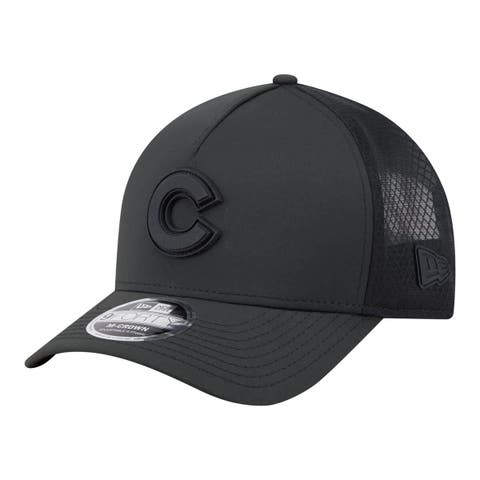 Men's New Era  Black Chicago Cubs Badged M-Crown A-Frame 9FORTY Trucker Adjustable Hat