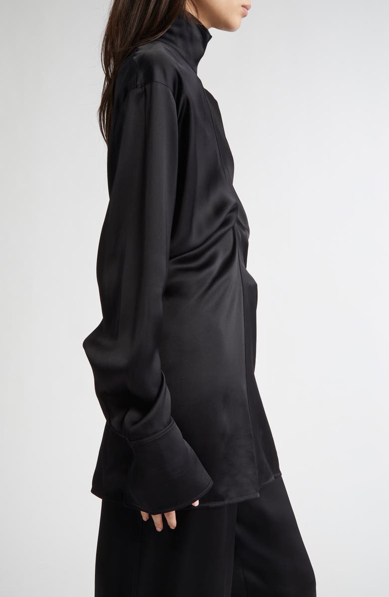 TOTEME Slouch Waist Satin Top, Alternate, color, Black