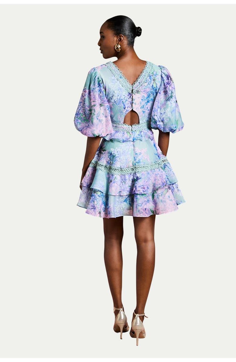 Coast Lace Trim Puff Sleeve Organza Mini Dress, Alternate, color, Sage