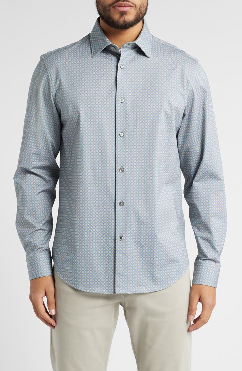 Bugatchi James OoohCotton<sup>®</sup> Button-Up Shirt, Main, color, Mint