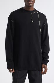 Yohji Yamamoto Embroidered Wool & Cotton Sweater