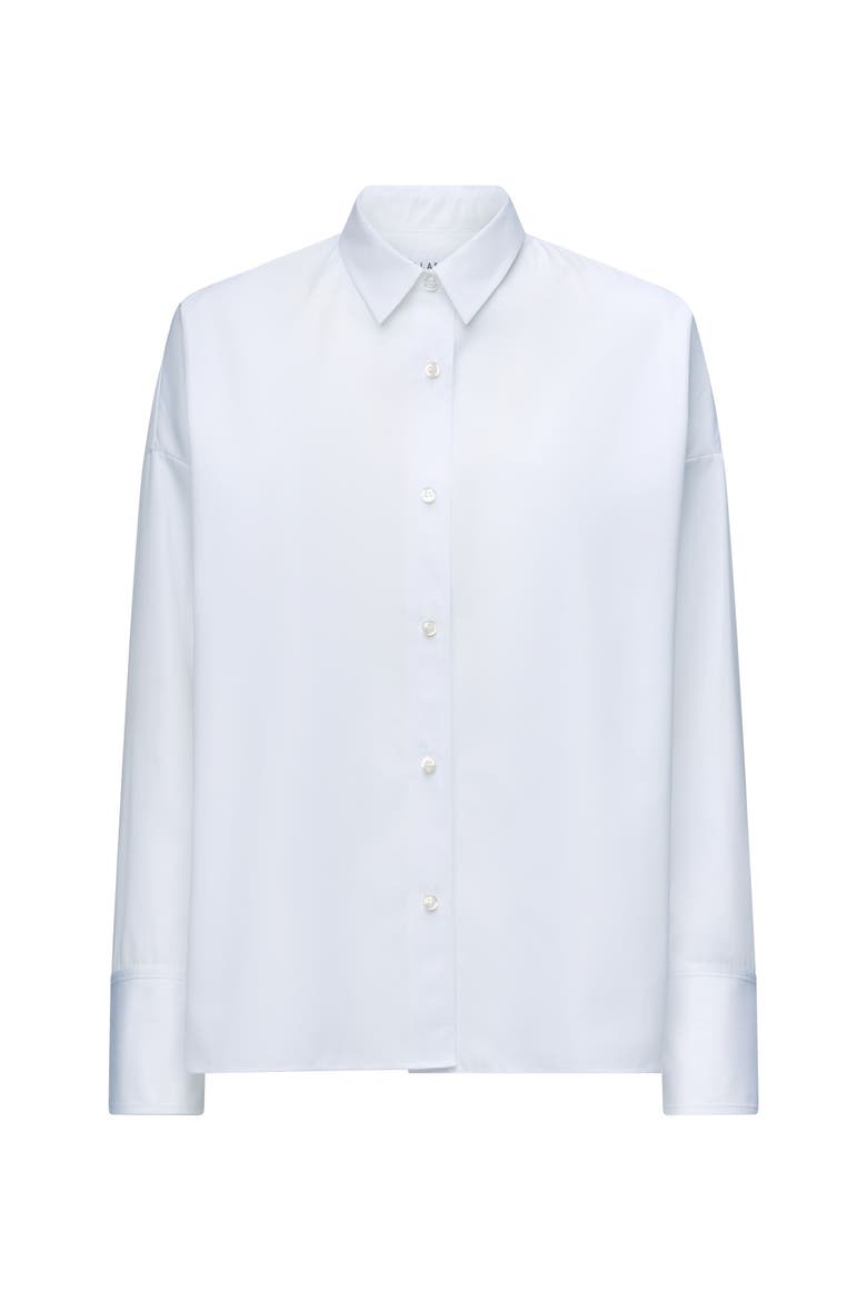 Sirene Poplin Shirt with Silk Twill Lake Como Print Scarf Back, Alternate, color, White