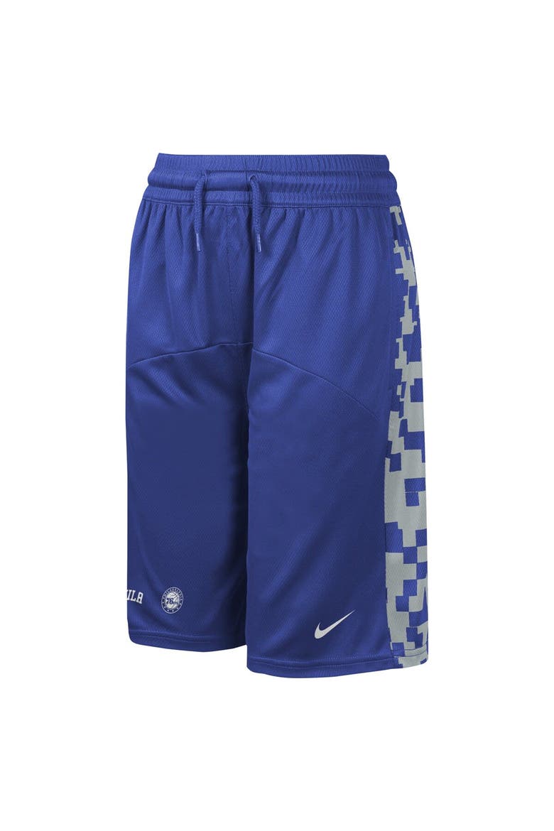 Youth Nike Royal Philadelphia 76ers Courtside Starting Five Team Shorts, Alternate, color, Royal
