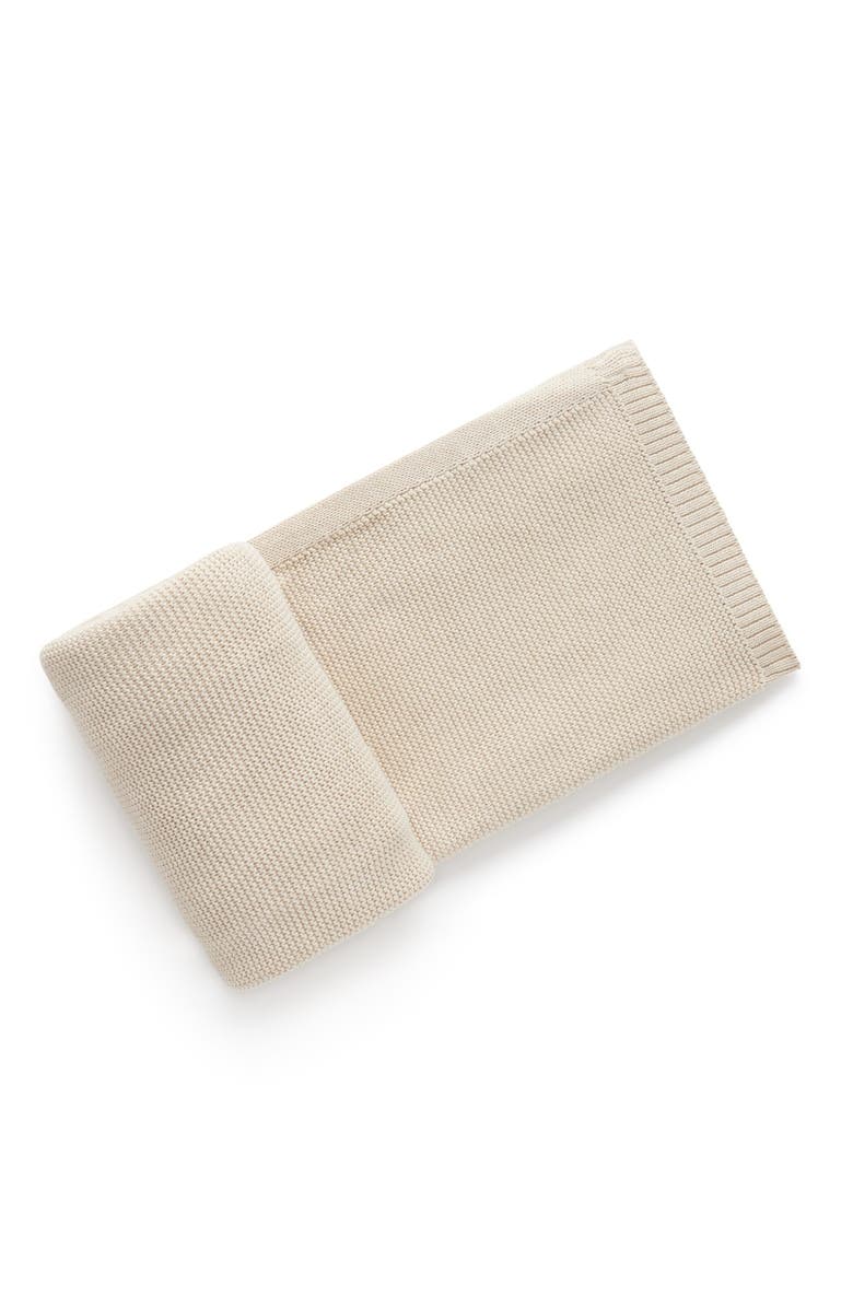 Purebaby Textured Knit Blanket, Main, color, Wheat Melange