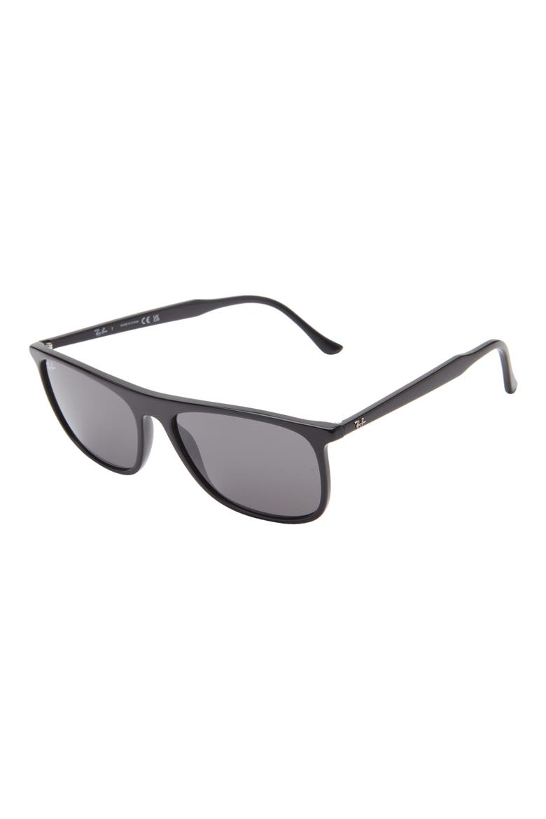 61mm Rectangular Sunglasses, Alternate, color, BLACK