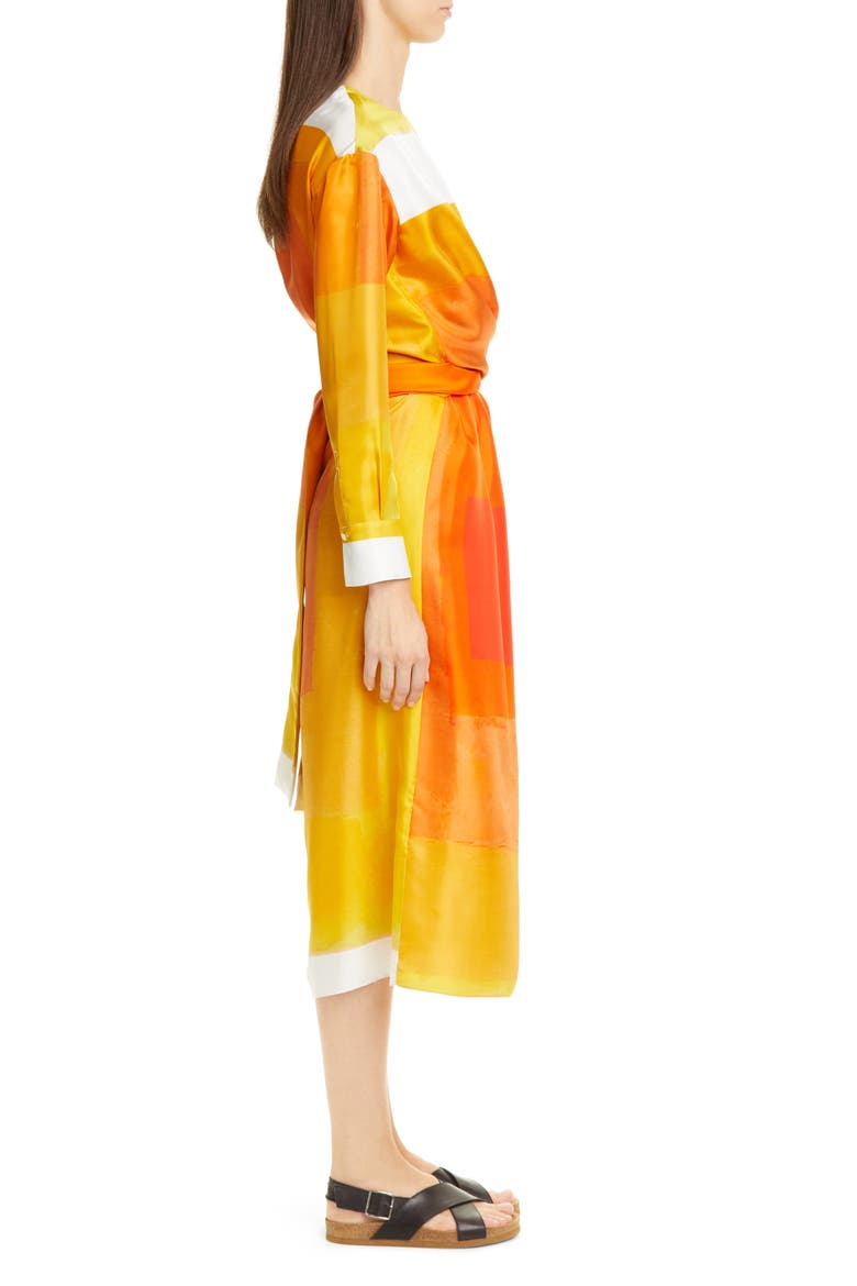 Magnolia Long Sleeve Silk Twill Dress, Alternate, color, POPPY MULTI