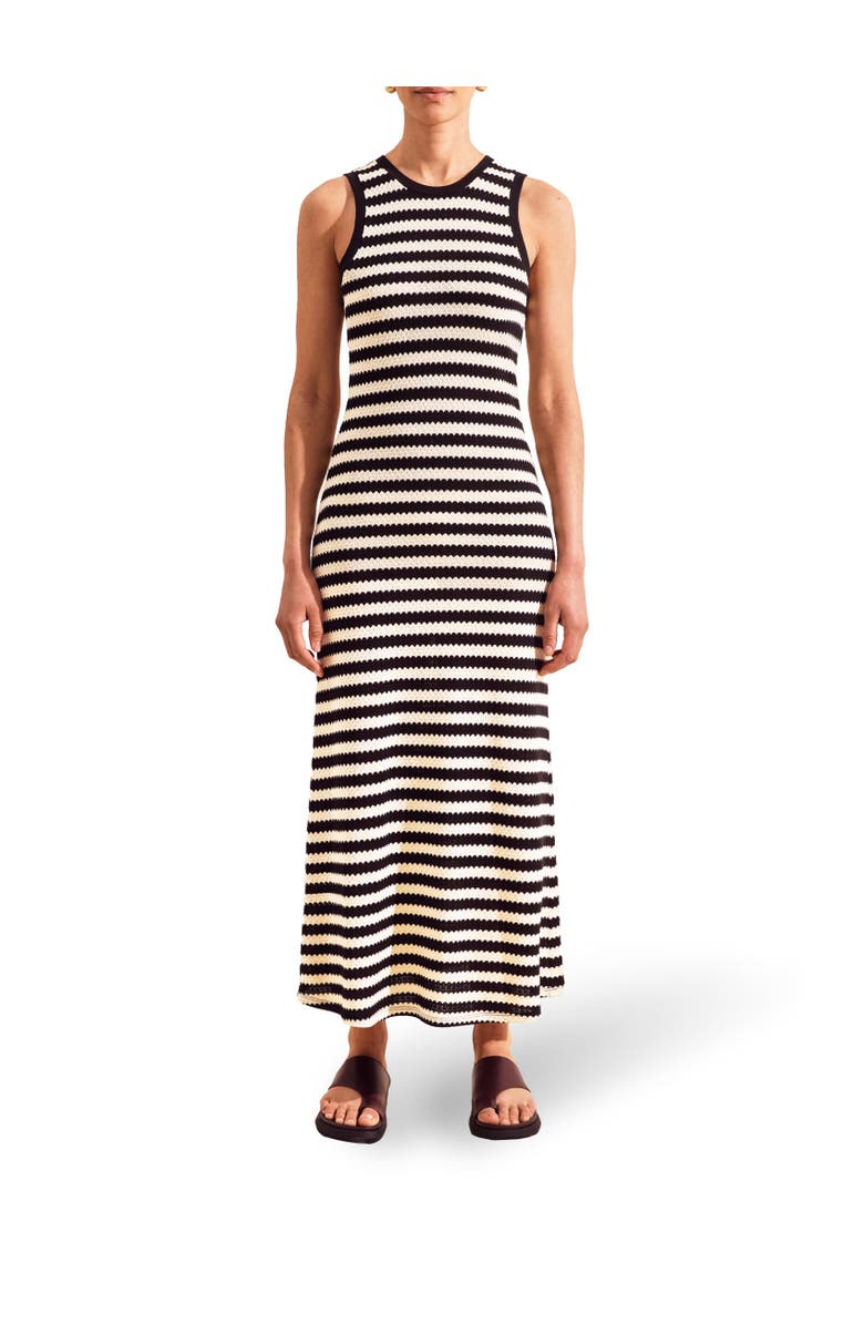 Ro&Zo Mono Stripe Knit Midi Dress, Alternate, color, Black