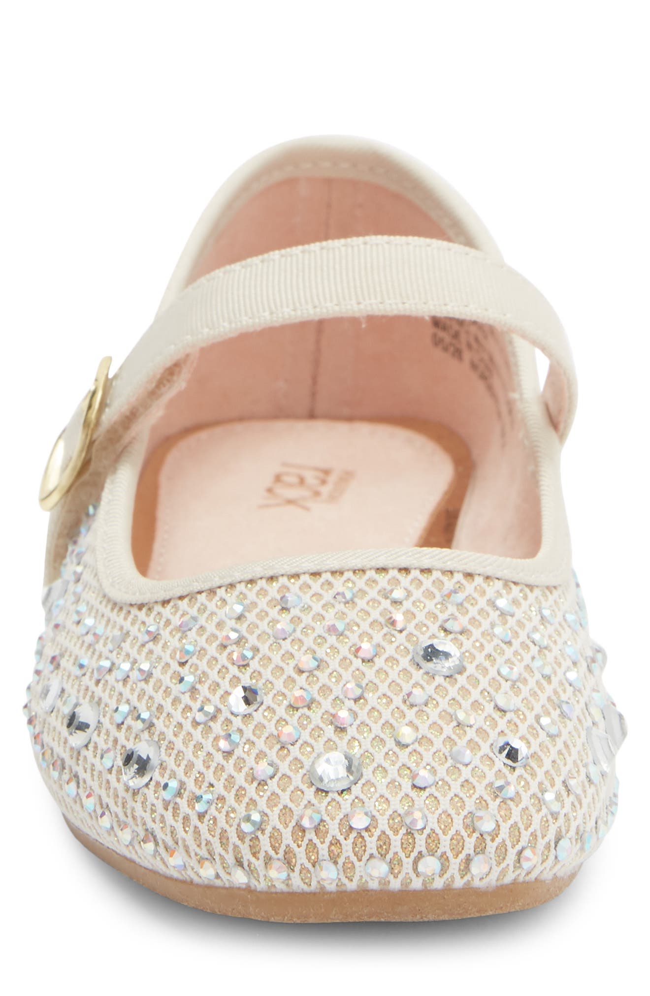 Kids' Rhinestone Mesh Mary Jane Flat, Alternate, color, BEIGE SAND