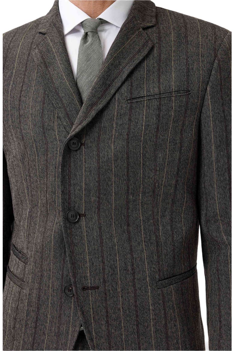 Silo Stripe Wool Blazer, Alternate, color, DARK BROWN
