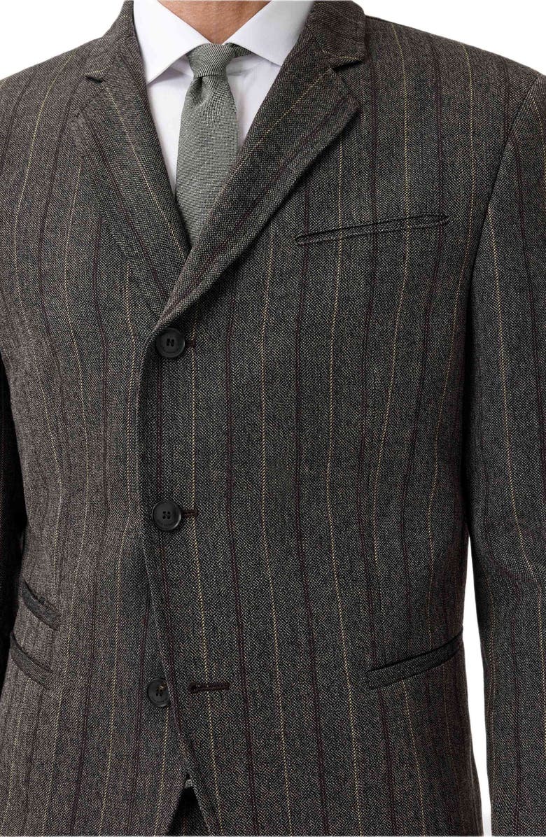 John Varvatos Silo Stripe Wool Blazer, Alternate, color, Dark Brown