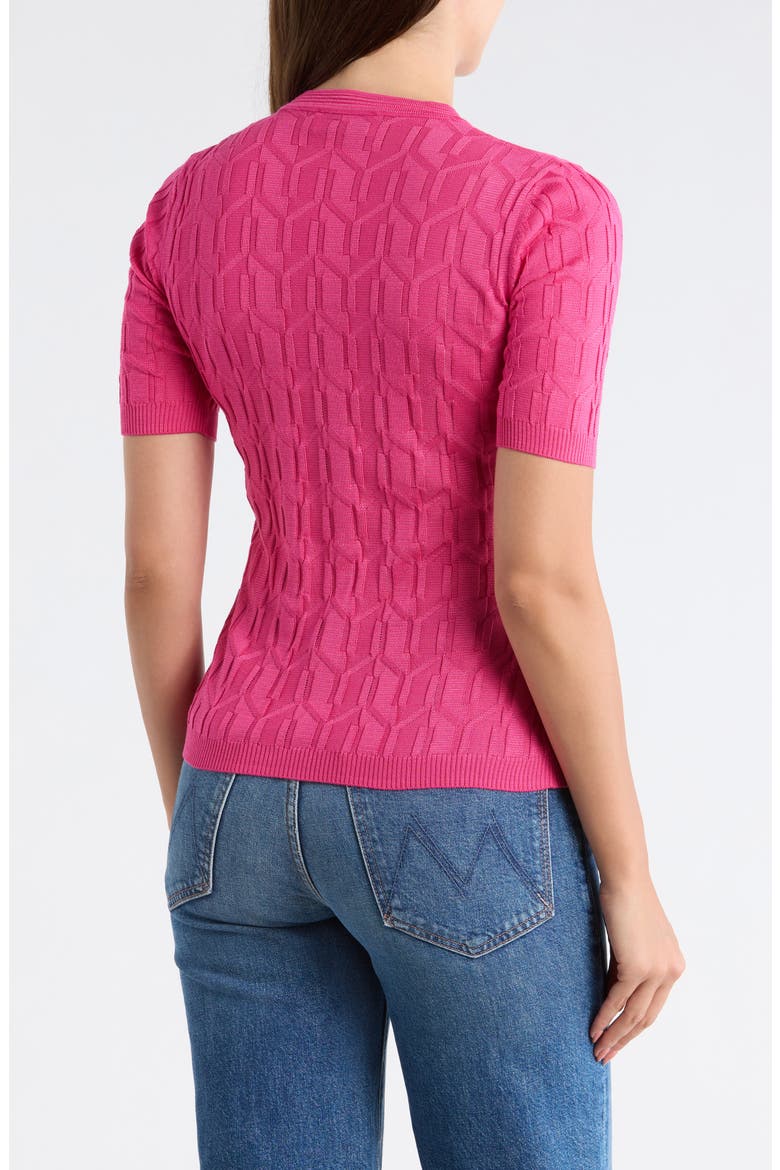 Girocollo Short Sleeve Sweater, Alternate, color, FUXIA TONES