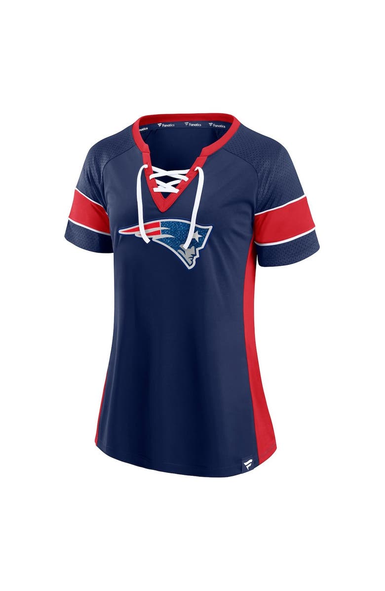 FANATICS Women's Fanatics Branded Navy/Red New England Patriots Team Draft Me Lace-Up Raglan T-Shirt, Alternate, color, 