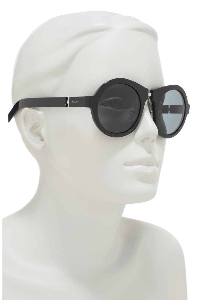 50mm Round Catwalk Sunglasses, Alternate, color, BLACK / GREY