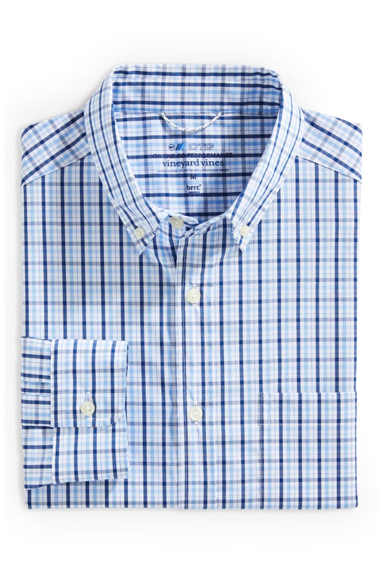 Classic Fit Check Button-Down Performance Shirt, Alternate, color, MAUI BLUE