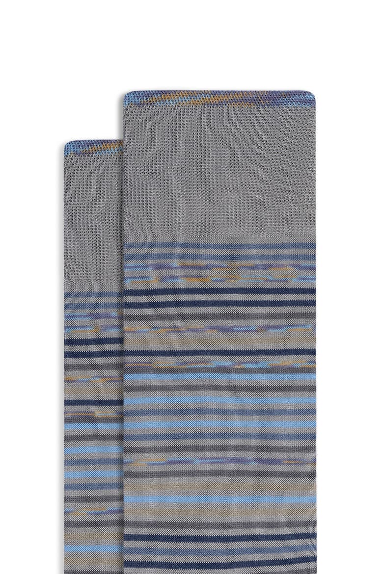 Stripe Mercerized Cotton Blend Dress Socks, Alternate, color, CEMENT