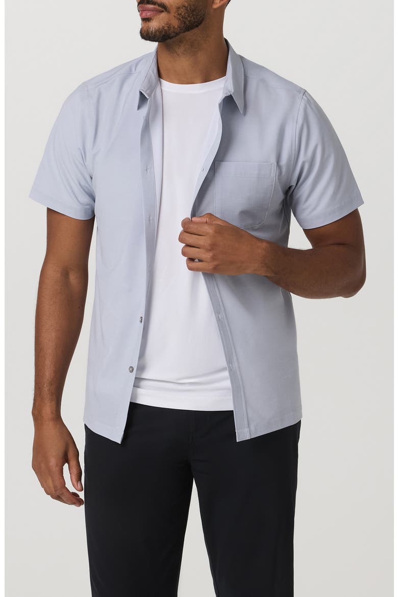 Short Sleeve Bridge Button-Up Shirt, Main, color, ATMOSPHERE MINI STRIPE