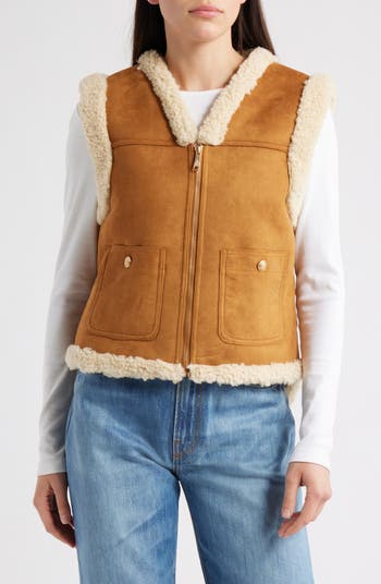 Faux Suede & Faux Shearling Vest