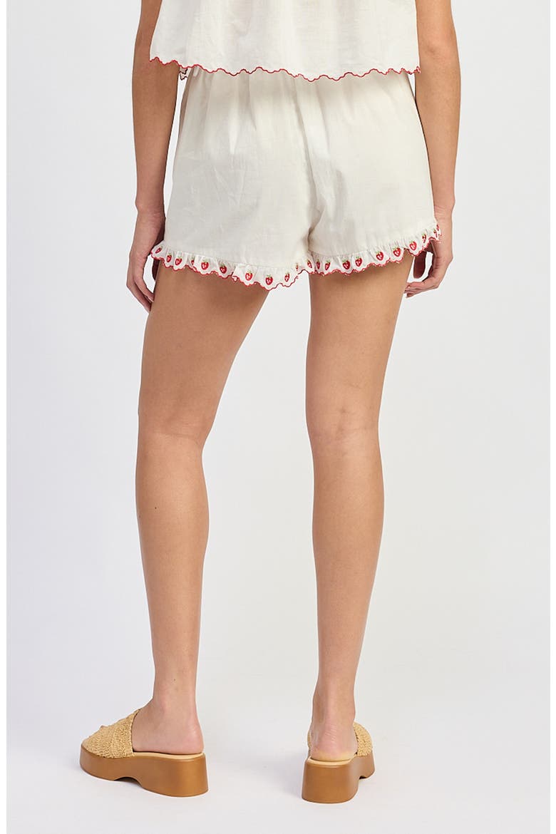 Bonnie Embroidered Trim Cotton Drawstring Shorts, Alternate, color, WHITE RED