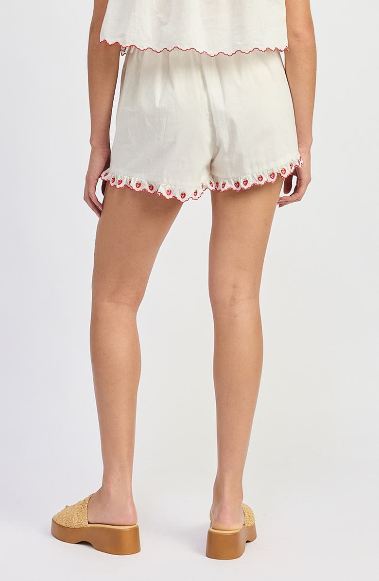 JACQUIE THE LABEL Bonnie Embroidered Trim Cotton Drawstring Shorts, Alternate, color, White Red