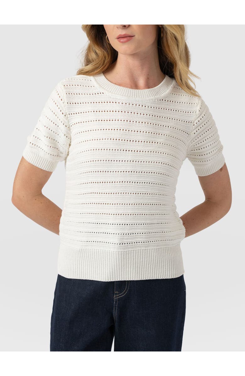 Saint + Sofia Ester Short Sleeve Knit, Alternate, color, Cream
