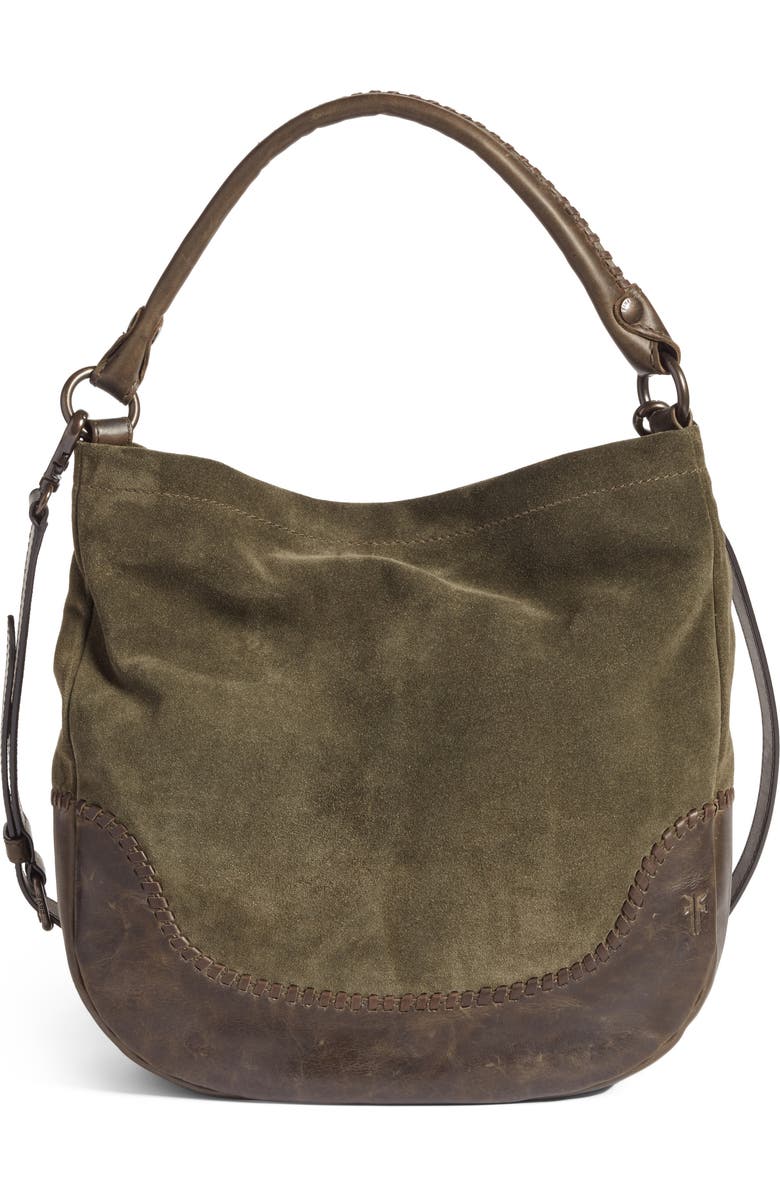 Frye Melissa Suede & Whipstitch Leather Hobo, Main, color,