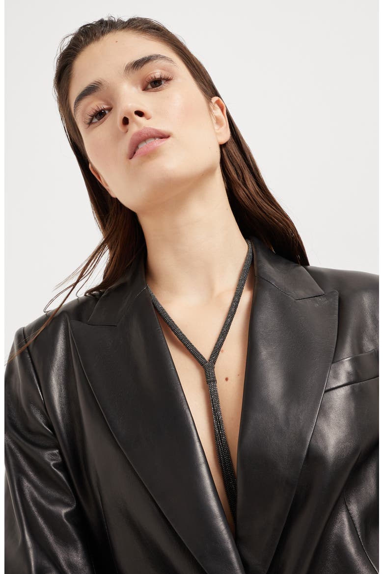 Monili tie necklace, Alternate, color, Black