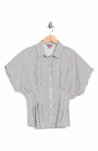 Striped Pleat Waist Dolman Shirt